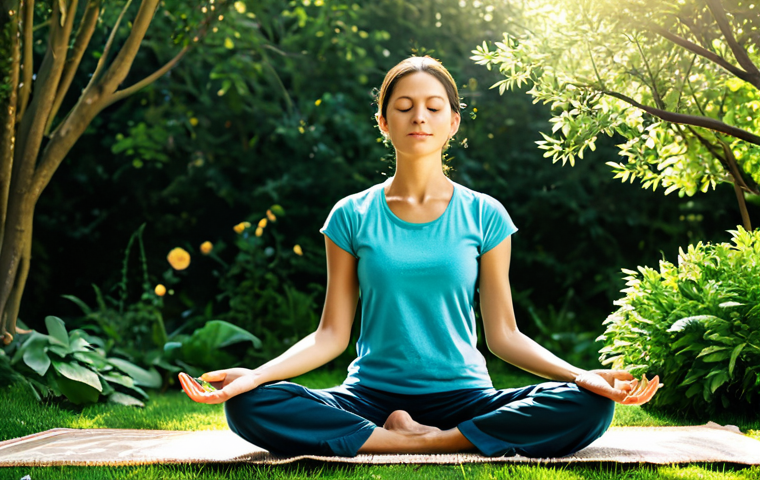**
"A woman meditating outdoors in a peaceful garden, fully clothed in comfortable, modest attire. Sunlight filters through the trees. Serene expression. Safe for work, appropriate content, perfect anatomy, correct proportions, natural pose, well-formed hands, proper finger count, natural body proportions, professional, family-friendly."
**