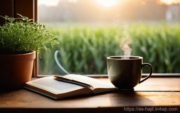 자기 성찰을 통한 불안감 극복하기 - **Prompt 1: Serene Introspection and Journaling**
A person of indeterminate gender, appearing ca...