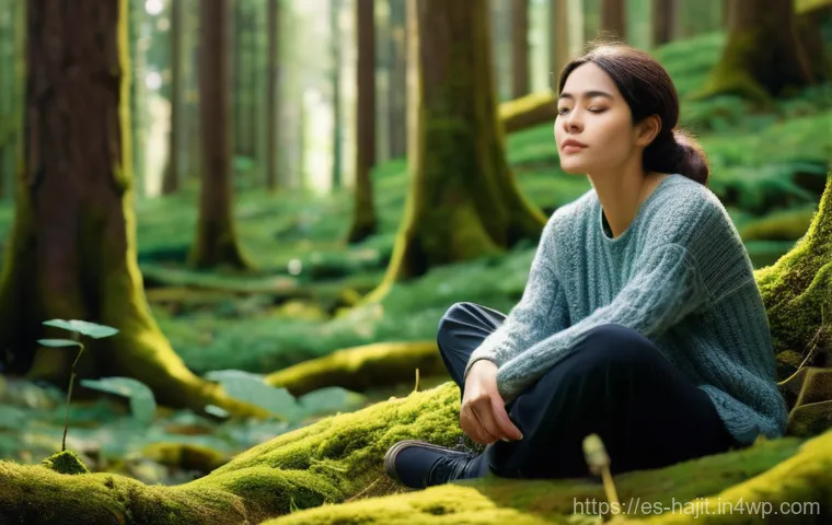 자기 성찰을 통한 목표의 구체화 - **Prompt:** A young adult, gender-neutral, with a serene and introspective expression, sits cross-le...