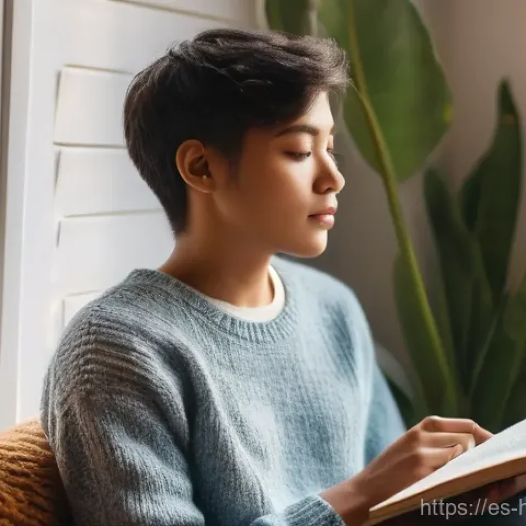 자기 성찰을 위한 지식 습득 방법 - **"Inner Journey and Self-Reflection"**
A thoughtful young adult, gender-neutral and diverse, si...