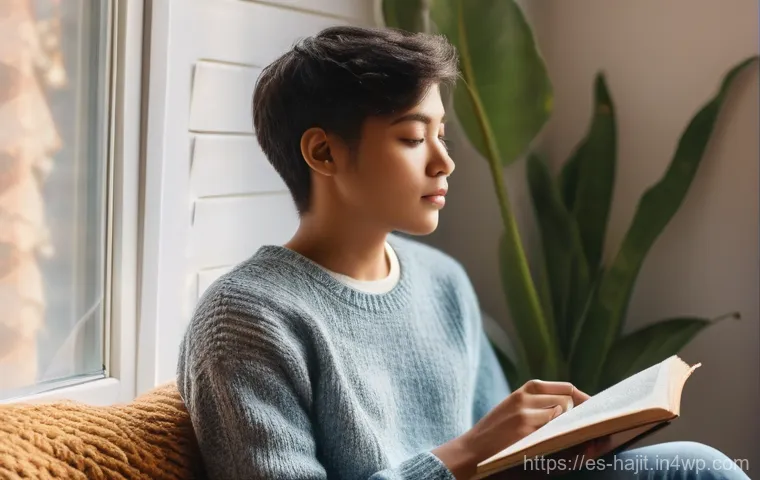 자기 성찰을 위한 지식 습득 방법 - **"Inner Journey and Self-Reflection"**
A thoughtful young adult, gender-neutral and diverse, si...