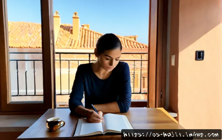 자기 성찰을 위한 사전 준비 방법 - Photorealistic quiet morning scene in a sunlit Spanish-style apartment, thoughtful adult seated at a...